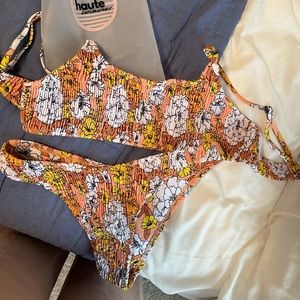 Flower burnt orange Haute Swimwear suit